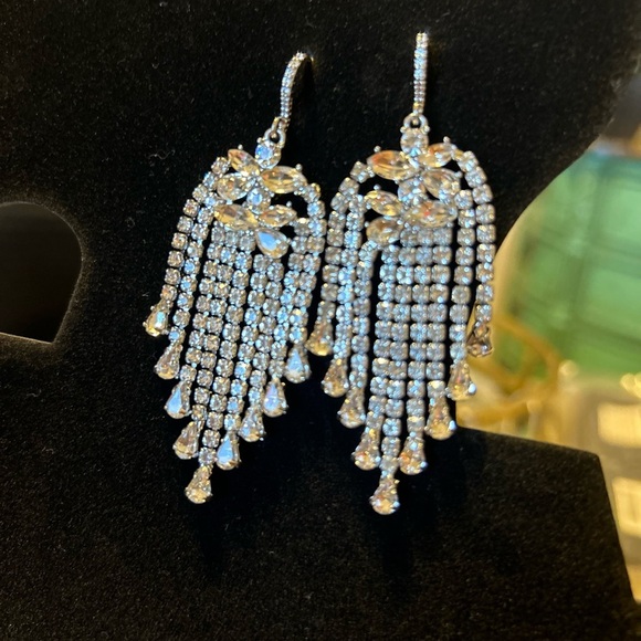 INC Rhinestone crystal chain drop dangle earrings. CHRISTMAS New years - Picture 5 of 8